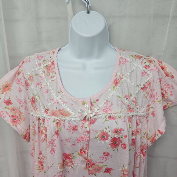 Pink Label Pink Floral Nightgown Cottage Comfy Summer 2X - Picture 2 of 11